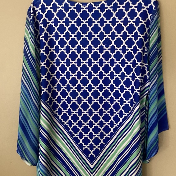 JM Collection Womens pullover V-neck Blouse beaded Size Large Adjustable - Picture 3 of 15